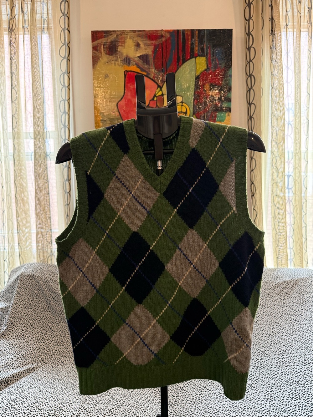 J. Crew Green Argyle V-Neck Sweater Vest